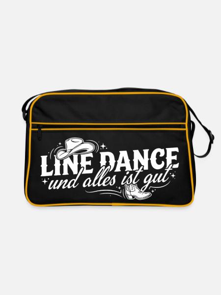 Line Dance Und Alles Ist Gut - Retro Tasche - Schwarz/Gold - Vorne