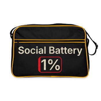 Batterie sociale 1 % Cadeau Introverti drôle - Sac Retro - noir/or - Devant