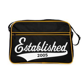 Créé en 2005 (année de naissance, anniversaire / Blanc) - Sac Retro - noir/or - Devant