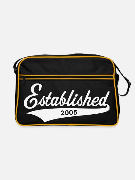Established 2005 (year of birth, birthday / White) - Retro Bag - black/gold - Front