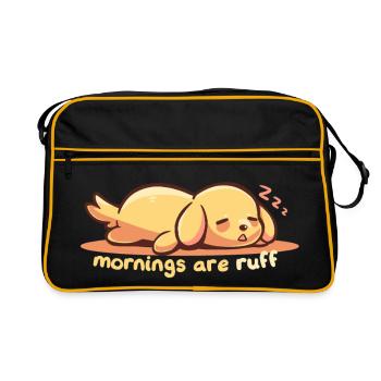Morgens sind Wuff - Retro Tasche - Schwarz/Gold - Vorne