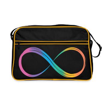 Unendlichkeitszeichen Regenbogen Autismus-Spektrum - Retro Tasche - Schwarz/Gold - Vorne