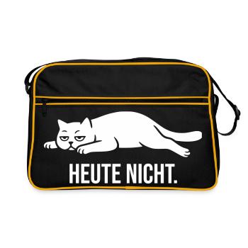 Heute nicht Faule Katze - Retro Tasche - Schwarz/Gold - Vorne