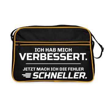 Jetzt mach ich die Fehler schneller - Lustig - Retro Tasche - Schwarz/Gold - Vorne