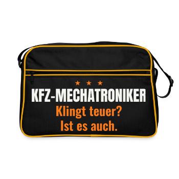 Kfz-Mechatroniker – Klingt teuer? (dunkel) - Retro Tasche - Schwarz/Gold - Vorne