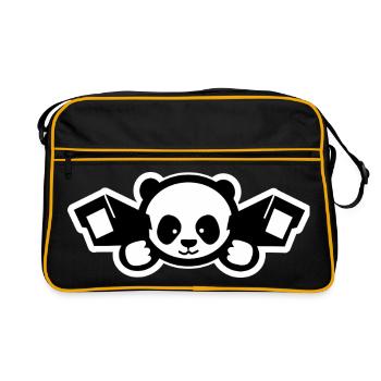 Cute Surveillance Panda – Political Irony - Retro Bag - black/gold - Front