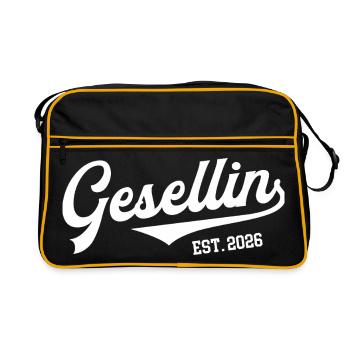 Gesellin 2026 Gesellenprüfung Ausbildung Azubi - Retro Tasche - Schwarz/Gold - Vorne