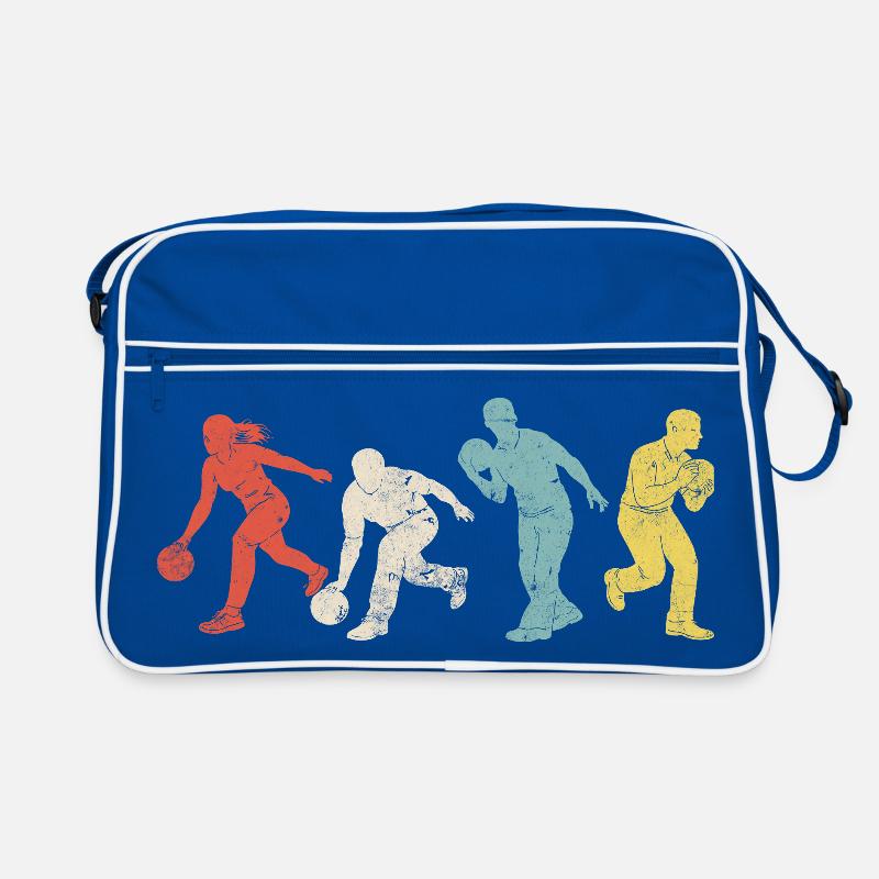 Silhouettes dynamiques de bowling en couleurs Sac Retro