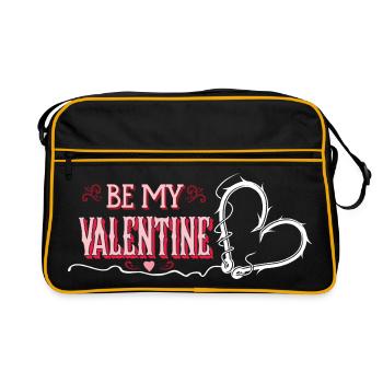 Be My Valentine Romantisches Herz - Retro Tasche - Schwarz/Gold - Vorne