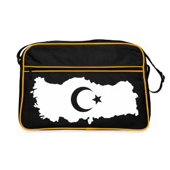 Contour of Turkey with Crescent Moon Star - Retro Bag - black/gold - Front