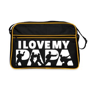Ich liebe meine Judo Papa Martial Arts Silhouette - Retro Tasche - Schwarz/Gold - Vorne