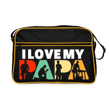Ich liebe die Silhouette meiner Papa Carpenter Woodworker - Retro Tasche - Schwarz/Gold - Vorne
