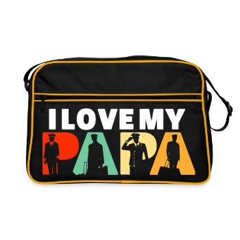 I Love My Papa Pilot Aviation Captain Design - Retro Bag - black/gold - Front