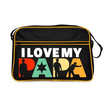 Ich liebe meinen Papa Sheriff Polizist Held - Retro Tasche - Schwarz/Gold - Vorne