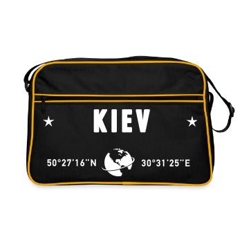 Kyiv, l’Ukraine Coordonnées Planète Terre Blanche - Sac Retro - noir/or - Devant