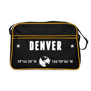 Denver, Colorado, coordonnées : planète Terre blanche - Sac Retro - noir/or - Devant