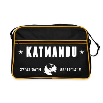 Katmandou, Népal, coordonnées : planète Terre blanche - Sac Retro - noir/or - Devant