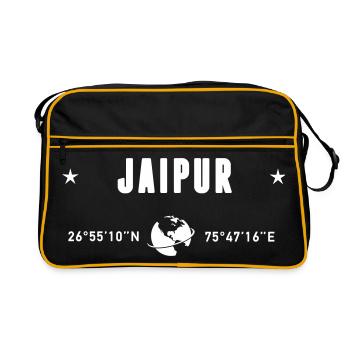 Jaipur Inde Coordonnées Planète Terre Blanche - Sac Retro - noir/or - Devant