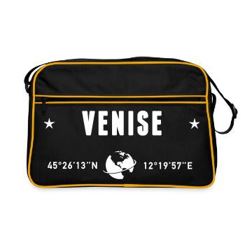 Venise Italie Coordonnées Gps Globe - Sac Retro - noir/or - Devant
