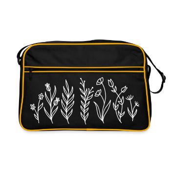 Wildflowers Botanical Line Art Flower Meadow - Retro Bag - black/gold - Front