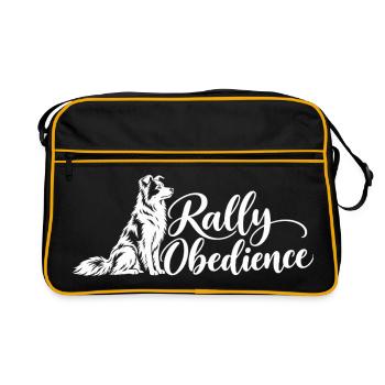 Rally Obedience – Border Collie - Retro Tasche - Schwarz/Gold - Vorne