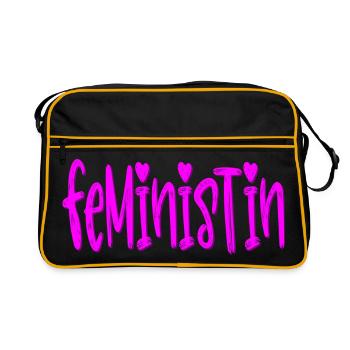 Feministin - Retro Tasche - Schwarz/Gold - Vorne