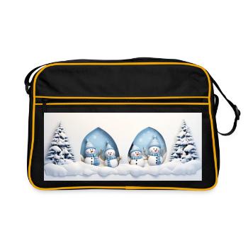 Little Snowman with Christmas Trees - Retro Bag - black/gold - Front