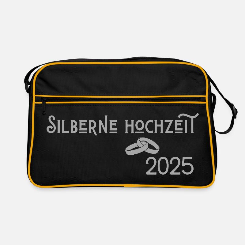 Silberne Hochzeit 2025 mit Ringen Jugendstil Retro Tasche