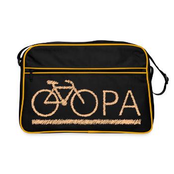 bester Opa Fahrrad Mountainbike Radeln Kritzeln - Retro Tasche - Schwarz/Gold - Vorne