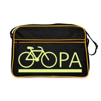 bester Opa Fahrrad Mountainbike Radeln Kritzeln - Retro Tasche - Schwarz/Gold - Vorne