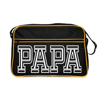 Schriftzug Papa Vatertag - Retro Tasche - Schwarz/Gold - Vorne