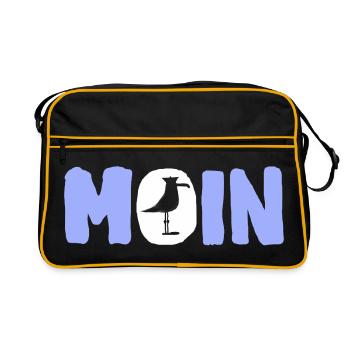 Moin mit die Möwe - Retro Tasche - Schwarz/Gold - Vorne