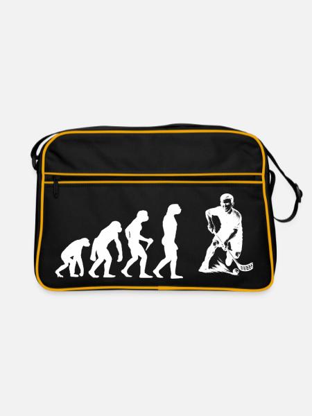 Floorball Liebe zum Anziehen - Retro Tasche - Schwarz/Gold - Vorne