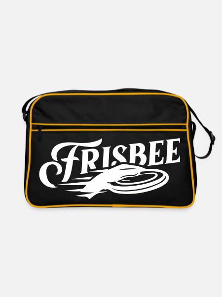 Frisbee Wurfscheibe Schriftzug Weiß - Retro Tasche - Schwarz/Gold