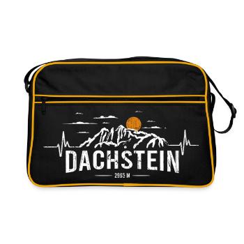 Dachstein Ramsau Österreich Herzschlag - Retro Tasche - Schwarz/Gold - Vorne