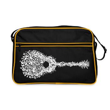 Guitare en mosaïque de papillons et de plantes - Sac Retro - noir/or - Devant