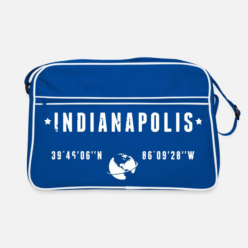 Indianapolis Indiana Coordinates Gps Globe White Retro Bag
