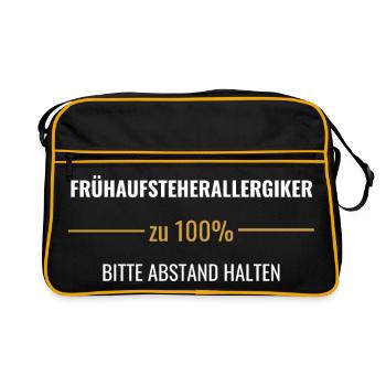 Frühaufsteherallergiker – Bitte Abstand halten - Retro Tasche - Schwarz/Gold - Vorne