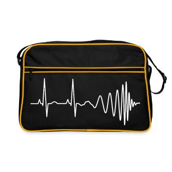 Gravitationswellen Herzschlag LIGO Chirp Signal - Retro Tasche - Schwarz/Gold - Vorne