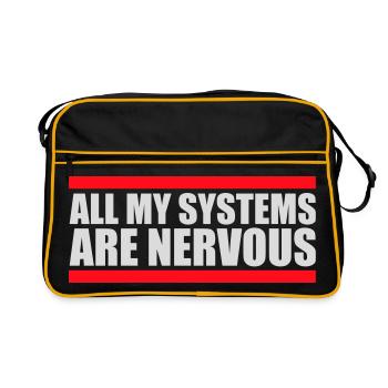All My Systems Are Nervous Funny Fear Nerd Logo - Retro Bag - black/gold - Front
