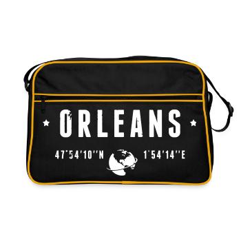 Orleans France Coordonnées Gps Vintage Blanc - Sac Retro - noir/or - Devant