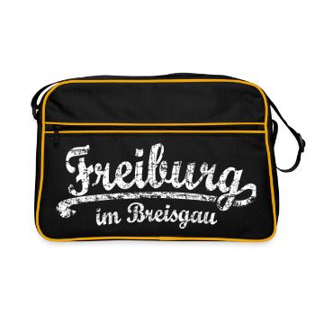 Freiburg im Breisgau Classic (Vintage/Weiß) - Retro Tasche - Schwarz/Gold - Vorne