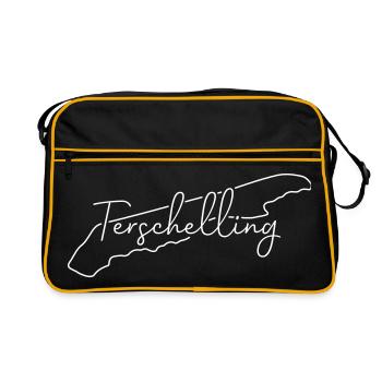 Terschelling | Carte géographique Géographique Minimalisme de l’art de la ligne - Sac Retro - noir/or - Devant