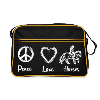 Peace Love Horses - Retro Bag - black/gold - Front