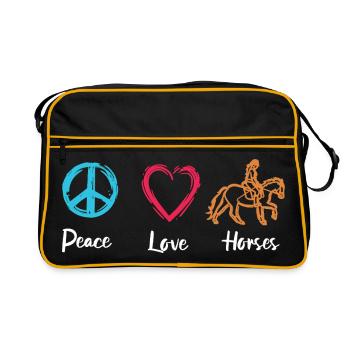 Peace Love Horses - Retro Bag - black/gold - Front