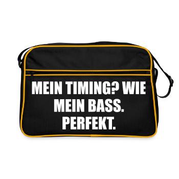 Mein Timing Mein Bass Perfekt - Retro Tasche - Schwarz/Gold - Vorne