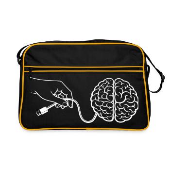 Brain Head Cable Connector Artificial Intelligence - Retro Bag - black/gold - Front