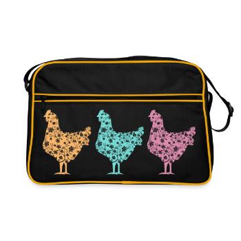 Chicken Fans - Rooster - Rooster - Flower Chicken - Organic - Retro Bag - black/gold - Front