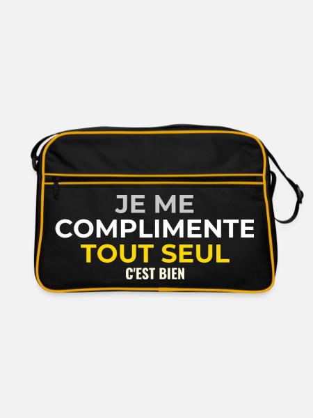 Je Me Complimentente Tout Seul C'est bien  - Sac Retro - noir/or - Devant