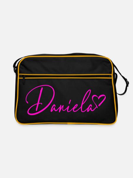 Daniela Signatur Neon Pink - Retro Tasche - Schwarz/Gold - Vorne